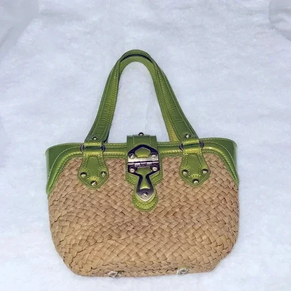 Michael Kors Green and Tan Woven Bag - Picture 3 of 14